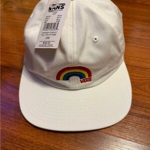 Vans White Hat with Rainbow Design